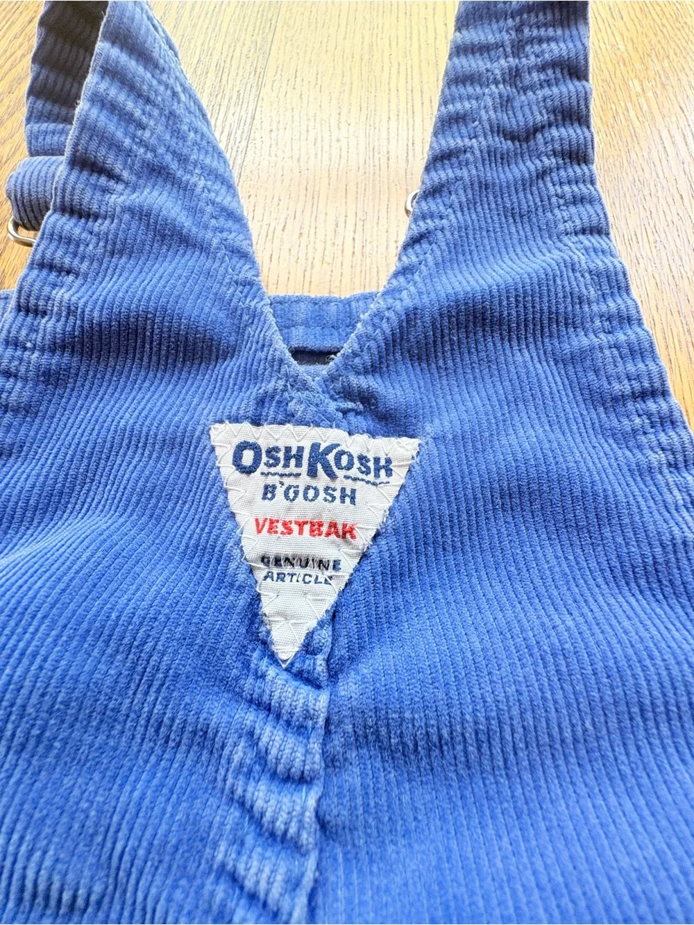 Vintage Toddler Oshkosh B’gosh Corduroy Blue Overalls 80’s-90’s 24 Mo